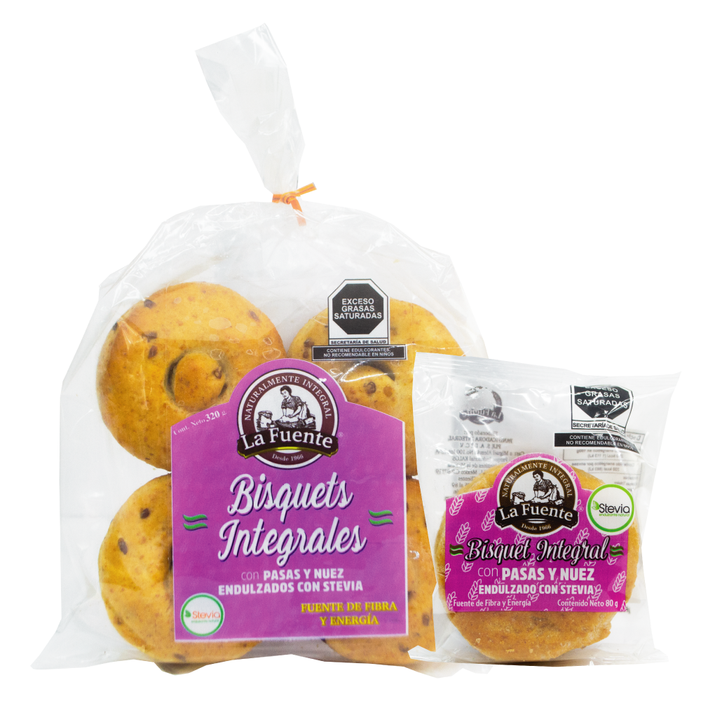 bisquet integral de pasas y nuez stevia de pan la fuente