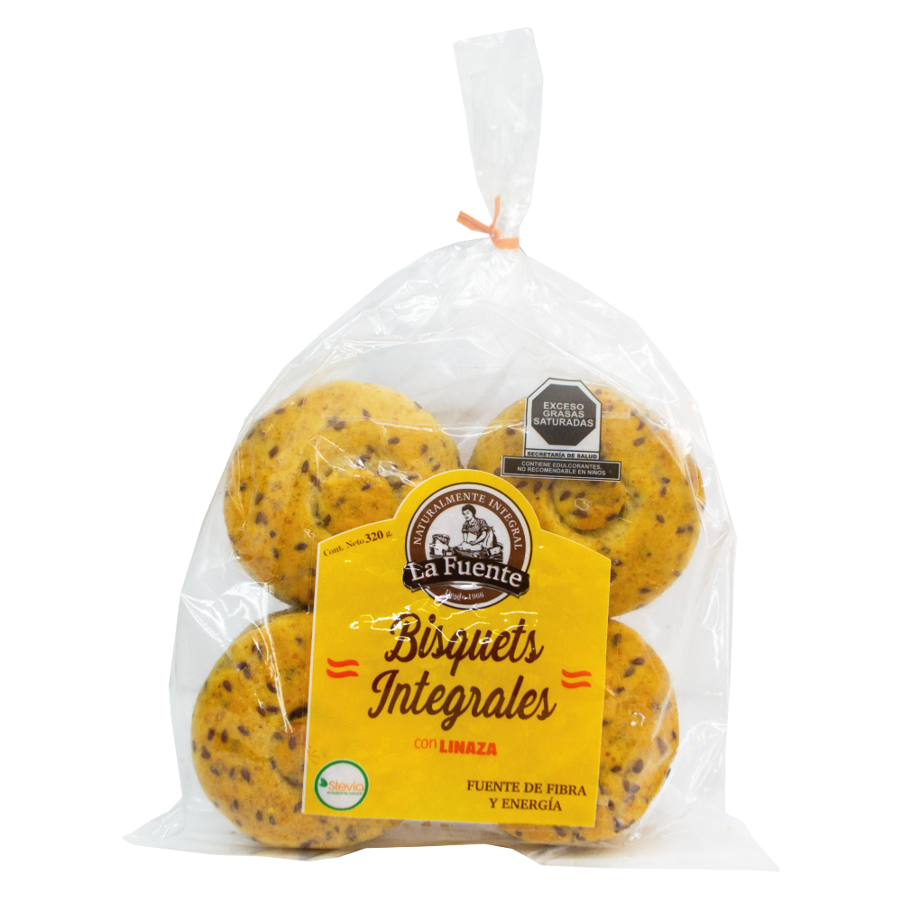 empaque de bisquet integral con linaza stevia pan la fuente