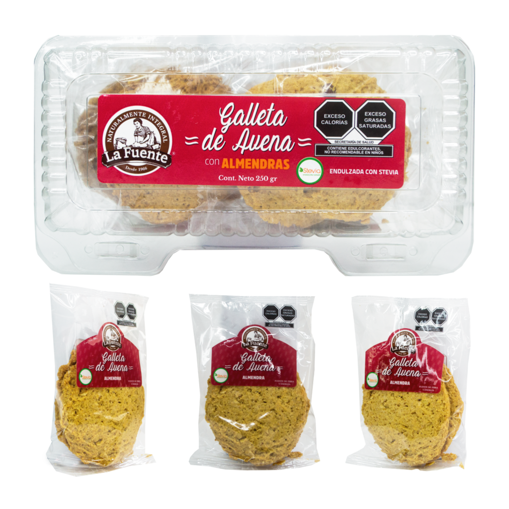 Paquetes de galleta con almendras y con stevia de pan la fuente