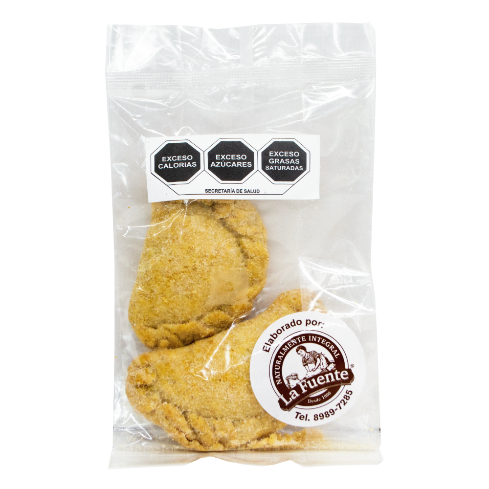 Empaque con dos empanadas de cajeta