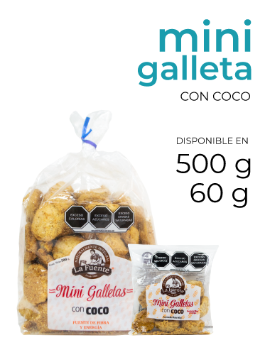 Empaque de practico snack de mini galletas de coco