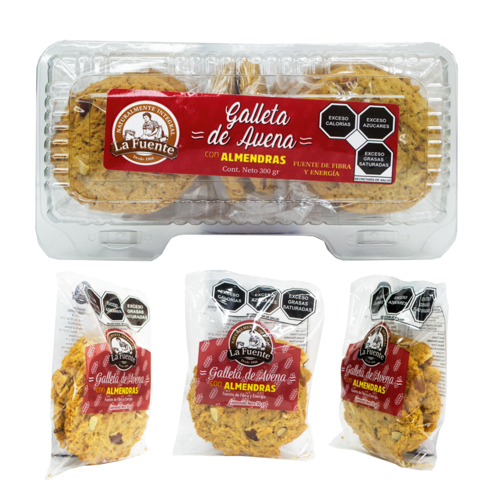 Galleta de avena con almendras tamaño familiar e individual de pan la fuente